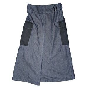 Sense Inspired by Life‎ Medium Wrap Denim Blue Jean Carge Tea Length Maxi Skirt